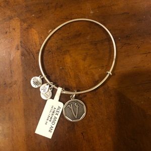 Alex & Ani silver V initial bracelet. NWT.